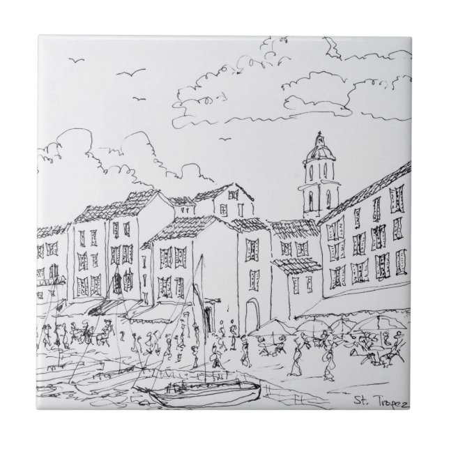 Saint-Tropez Waterfront | French Riviera, France Tile (Front)