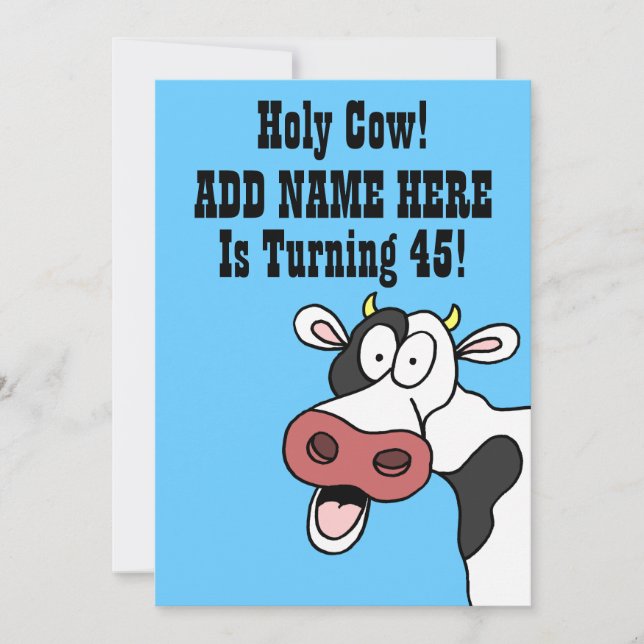 Saint Vache 45e anniversaire drôle Invitation de d (Devant)