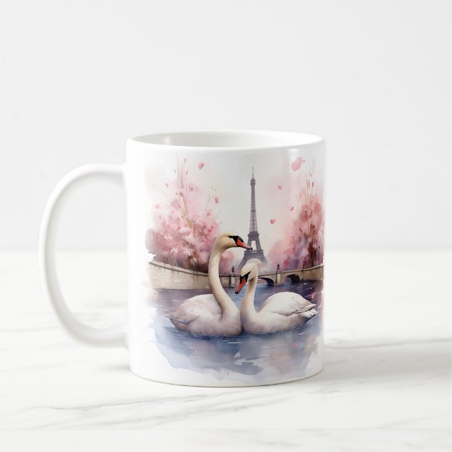 Saint Valentin à Paris - Couple de cygnes - Mug (Gauche)