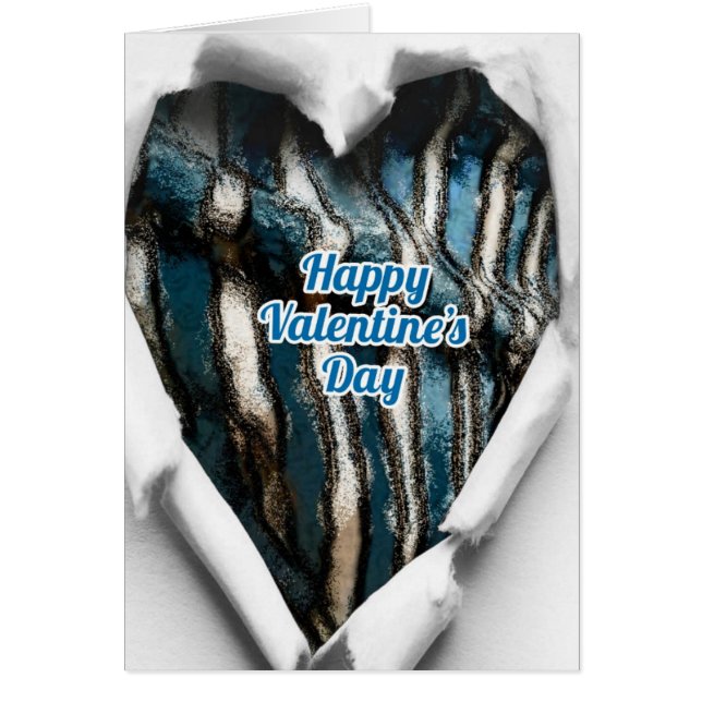 Saint Valentin Abstrait déchiré du coeur bleu rayu (Devant)