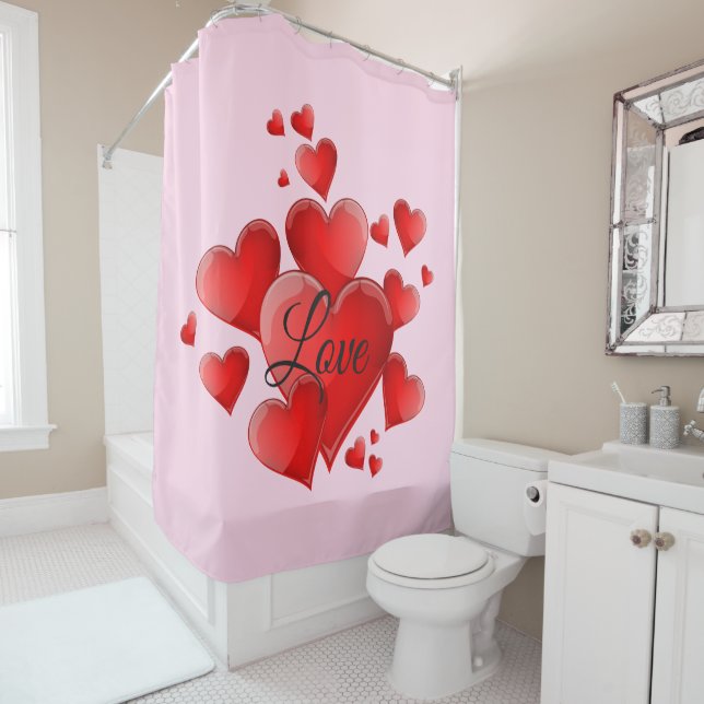 Saint Valentin Amour Douche rideau (En situation)
