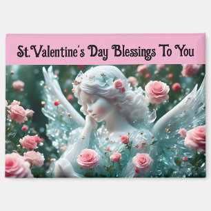 Saint Valentin Ange avec aimant Rose