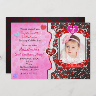 Saint Valentin Anniversaire Fête Photo Invitations
