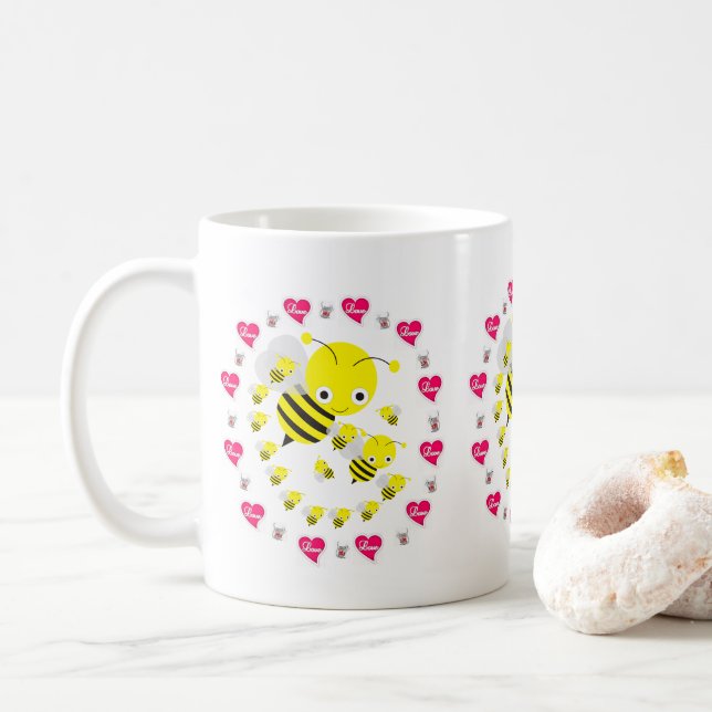 Saint Valentin Bumblebee Mice Mugs (Avec donut)