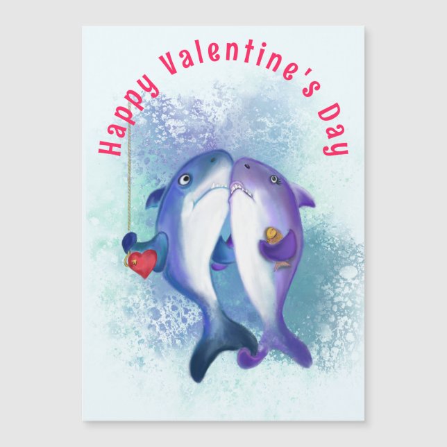 Saint Valentin Carte magnétique Couple Shark Love (Devant)