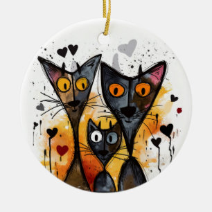 Saint Valentin Chats et ornement de coeur