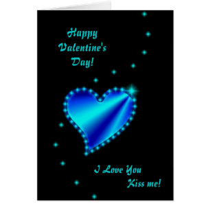 Saint-Valentin - Coeur arc-en-ciel bleu sur noir