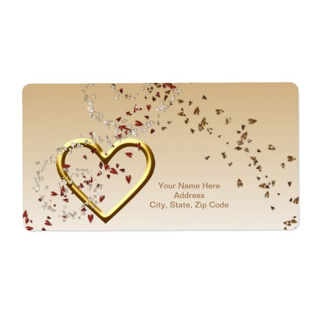 Saint Valentin Coeur d'or Étiquette (Devant)