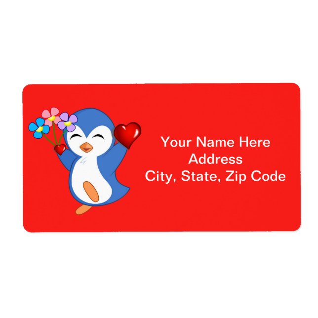 Saint-Valentin Coeur Étiquette Coeur Penguin Coeur (Devant)
