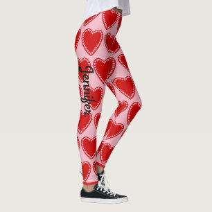Saint Valentin Coeur Personnalisé Nom Leggings Pan