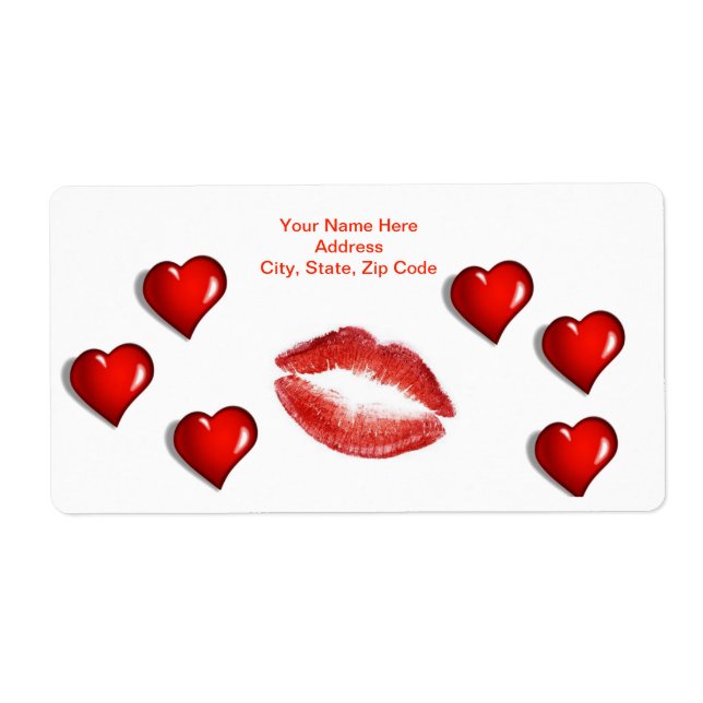 Saint Valentin Coeurs Étiquette (Devant)