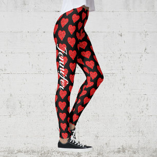 Saint Valentin Coeurs Leggings noirs Pantalon de Y