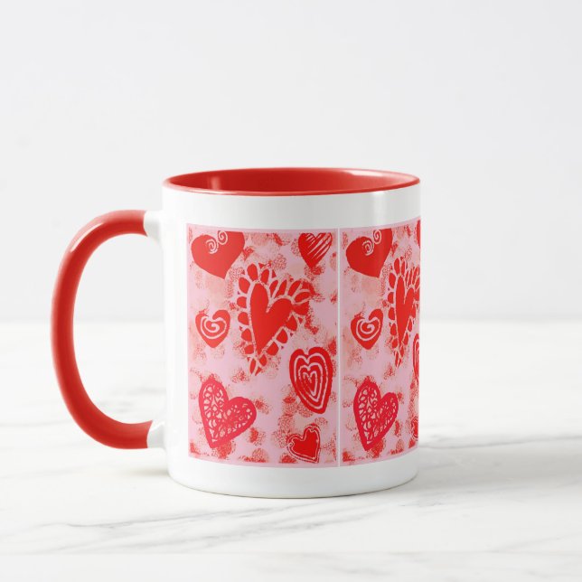 Saint Valentin Doodle Hearts - Beverage Mug (Gauche)