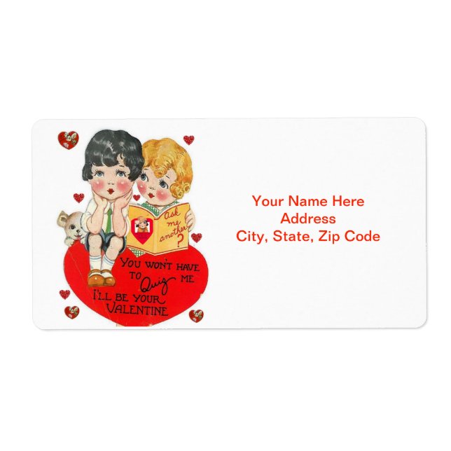 Saint Valentin Étiquette Vintage (Devant)
