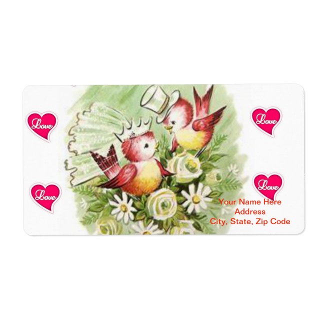 Saint Valentin Étiquette Vintage Bird (Devant)