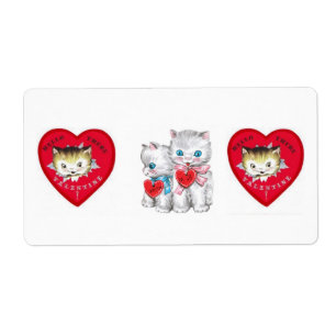 Saint Valentin Étiquette Vintage Kitten