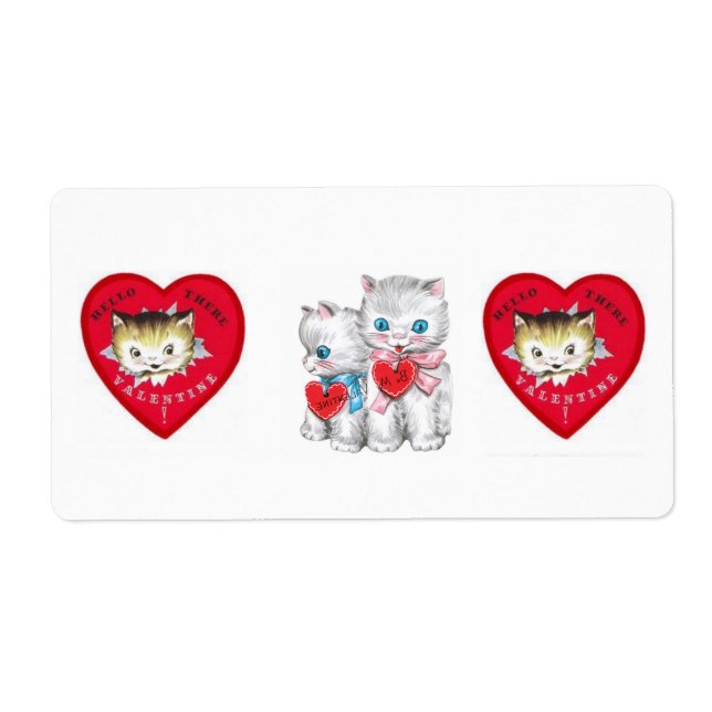 Saint Valentin Étiquette Vintage Kitten (Devant)