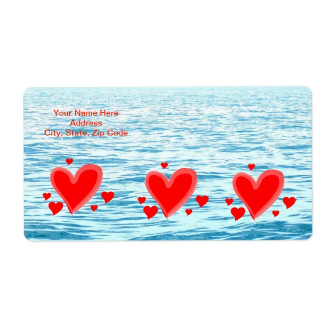 Saint Valentin Étiquettes Mer de coeur d'amour (Devant)