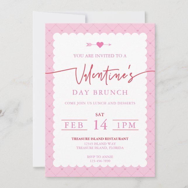 Saint Valentin Fête Invitation Journée Brunch (Devant)