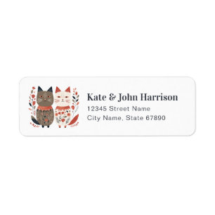 Saint Valentin Folk Cats Retourner l'adresse Étiqu