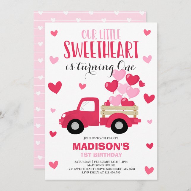 Saint-Valentin Invitation Anniversaire Chéri Camio (Devant / Derrière)