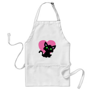 Saint-Valentin Kitty noire tablier blanc