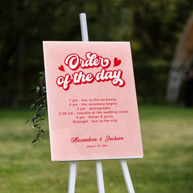 Saint Valentin Mariage rouge et rose Ordre du jour (Créateur téléchargé)