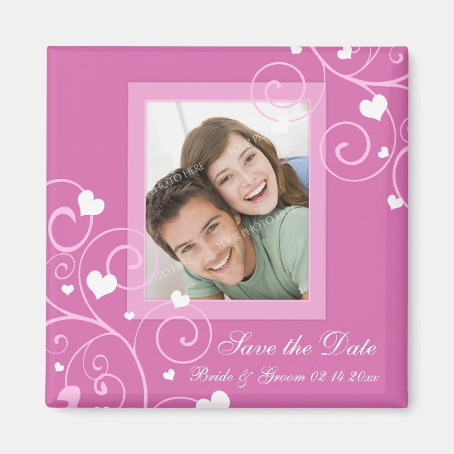 Saint Valentin Mariage Sauvez la Date Photo Magnet (Devant)