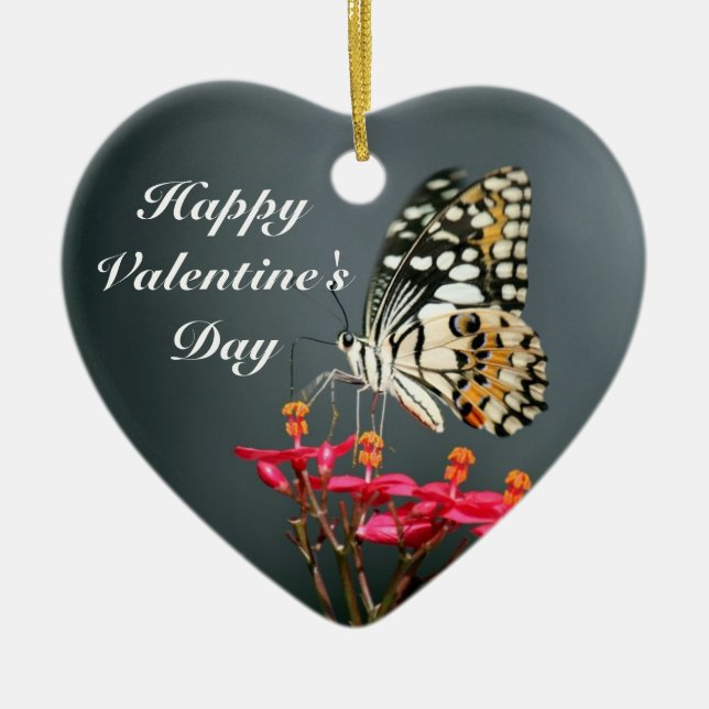 Saint-Valentin Papillon Ornement de coeur (Devant)