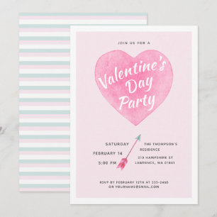 Saint Valentin Pastel Aquarelle Coeur Invitation