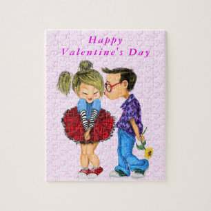 Saint Valentin Puzzle de cadeaux d'amour avec mign