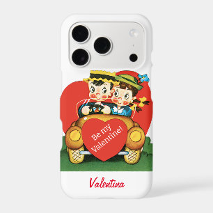 Saint-Valentin rétro, garçon et fille vintage dans