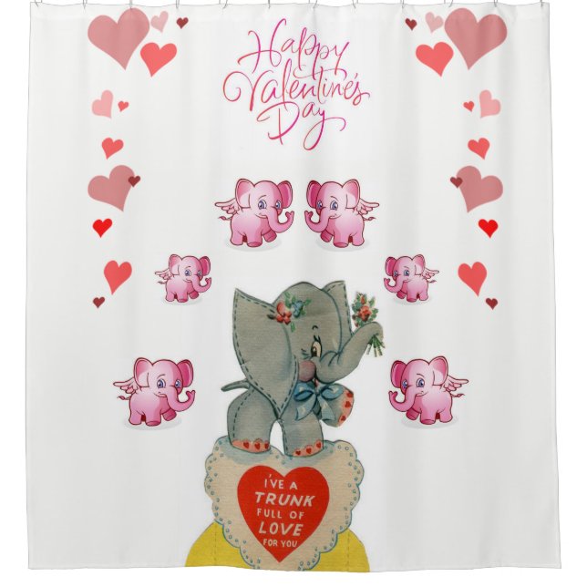 Saint Valentin Rideau de douche Eléphants (Devant)