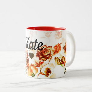 Saint-Valentin Rose rouge Custom Name Mug Cup Tea