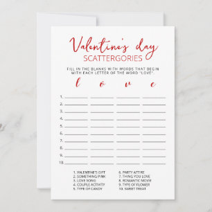 Saint Valentin Scattergories jeu modifiable Carte