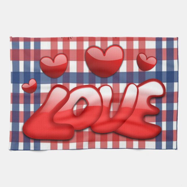 Saint Valentin Serviette de cuisine, Amour (Horizontal)
