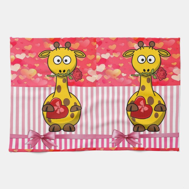 Saint Valentin Serviette de cuisine, Giraffe (Horizontal)