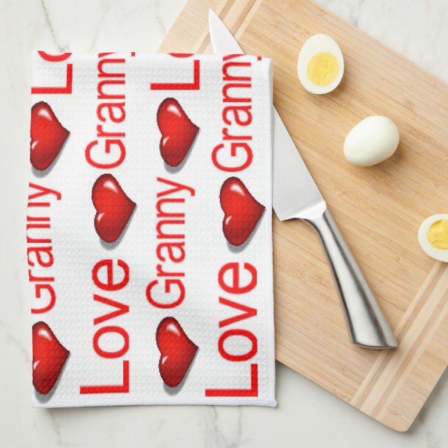 Saint Valentin Serviette de cuisine Love Granny (Quart Plié)