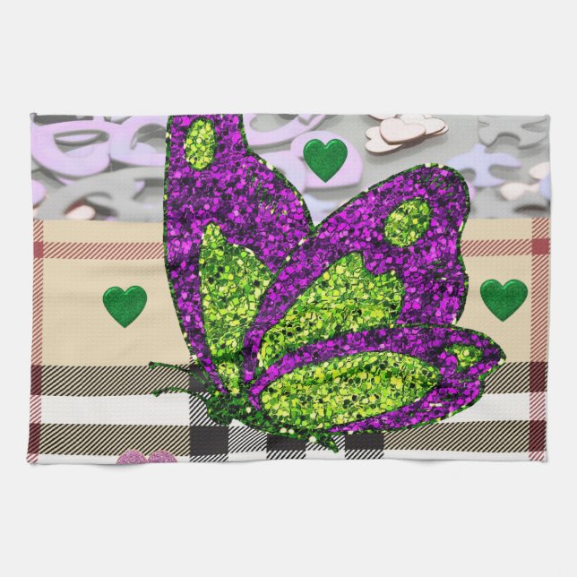 Saint Valentin Serviette de cuisine, Papillon (Horizontal)