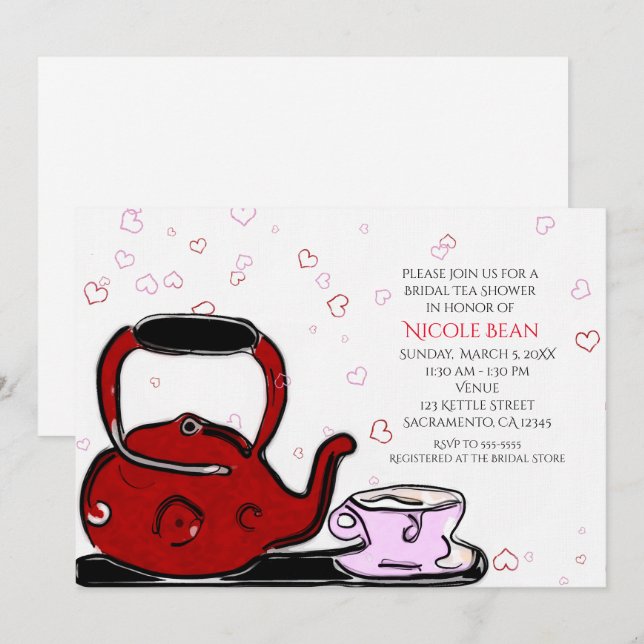 Saint Valentin Tea Party Chic Party Invitations (Devant / Derrière)