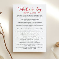 Saint Valentin Trivia avec réponses Carte de jeu