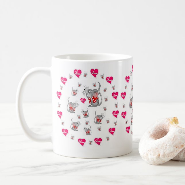 Saint Valentin Vintage Mice Mugs (Avec donut)