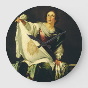 Saint Veronica by Bernardo Strozzi Large Clock