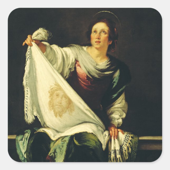 Saint Veronica by Bernardo Strozzi Square Sticker (Front)