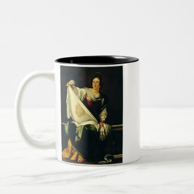 Saint Veronica by Bernardo Strozzi Two-Tone Coffee Mug (Left)