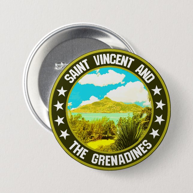 Saint Vincent and the Grenadines                   3 Inch Round Button (Front & Back)