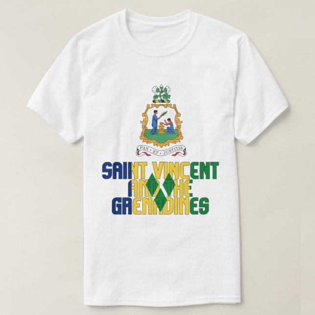 Saint Vincent and the Grenadines Flag and Coat T-Shirt (Design Front)