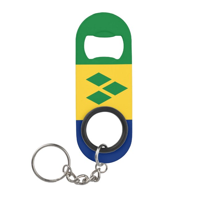 Saint Vincent and the Grenadines Flag Charming Keychain Bottle Opener (Front)