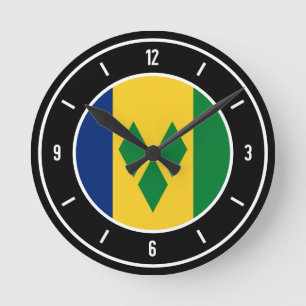 Saint Vincent and the Grenadines Flag Elegant Round Clock