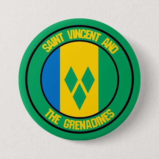 Saint Vincent and the Grenadines Round Emblem 3 Inch Round Button (Front)